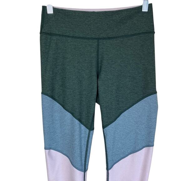 Outdoor Voices Tri Toned 7/8 Spring Leggings Green Teal Cream Activewear Running - Picture 4 of 15